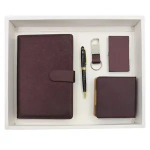 Novo design PU couro diário de negócios notebook e caneta/cartão caso/carteira/usb dom set