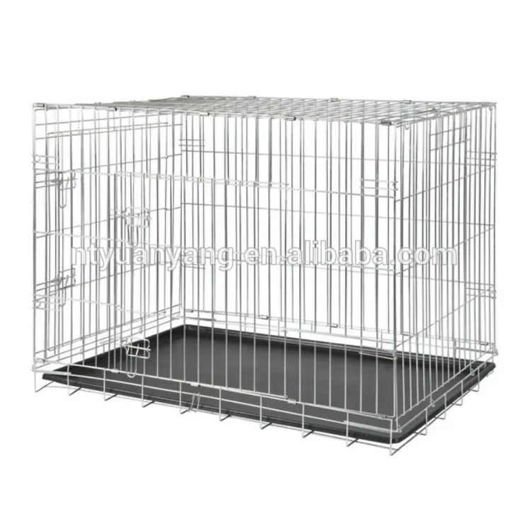foldable safety strong metal steel bar dog cages with plastic tray