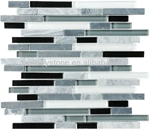 Glass Wall Tile Bliss Midnight Stone And Glass Linear Mosaic Tiles Bathroom Walls Kitchen Backsplash