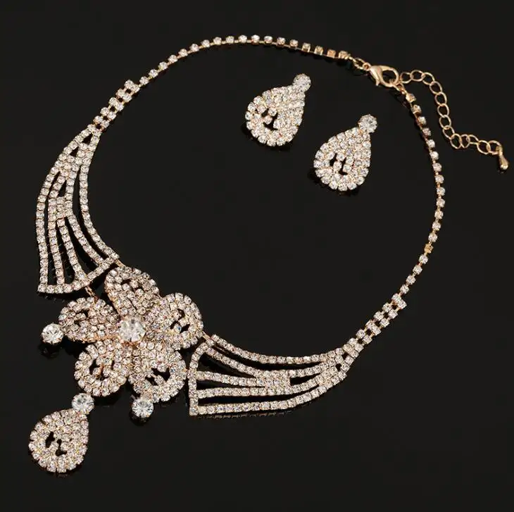 Hot Sale luxury designs bridal jewelry set for wedding Earring Necklace jewelry ZWN337