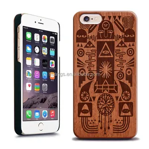 Casing Ponsel PC + Kayu Desain Kustom untuk iPhone 6 6S 6S Plus 5se Casing