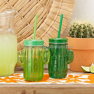Fermeture à glissière en verre en forme <span class=keywords><strong>de</strong></span> <span class=keywords><strong>Cactus</strong></span>, avec couvercles métalliques et pailles en plastique, pot <span class=keywords><strong>de</strong></span> maçon avec couvercle <span class=keywords><strong>de</strong></span> couleur argent, 15 oz, livraison gratuite - Product Image 5