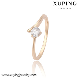 13809 Xuping 18K color oro refinado anillo de <span class=keywords><strong>compromiso</strong></span> con diamante blanco <span class=keywords><strong>solitario</strong></span> para mujeres - Product Image 1