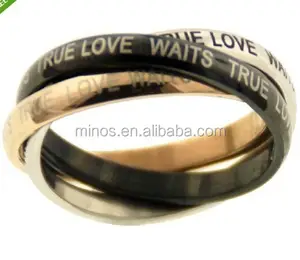 True Love Wait Stainless Steel Purity Promise Triple Ring