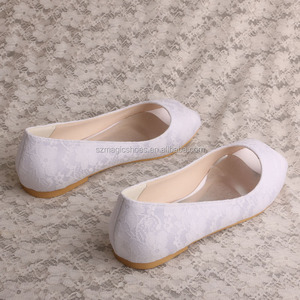 Ballet de mariée en dentelle à bout ouvert, chaussures plates pour mariage - Product Image 3