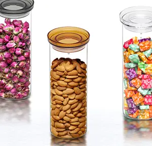2024 haute qualité cuisine verre réservoir de stockage haute Borosilicate verre joint Pot bambou couvercle verre boîtes fruits secs Snack stockage - Product Image 1