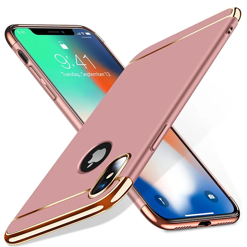 Plastic Hard Hybrid Case For iPhone X PC Case Good Touch Feel Cover For Apple iPhone X 3in1 Anti-Slip Case