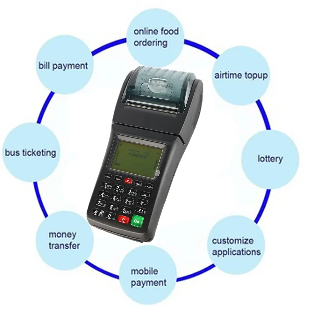 WIFI GPRS ความร้อน POS มือถือสำหรับ Bill Payment Mobile Topup และล็อตโต้ตั๋วรถบัสการพิมพ์