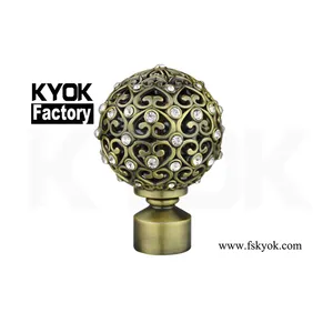 KYOK crown & crystal curtain rod finals, curtain pole end caps, curtain rod fitting wholesale from China