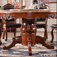 Table ronde de salon et de salle à manger en bois de style antique Bisini Royal avec plateau tournant BF05-180816T5