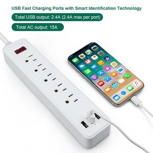 <span class=keywords><strong>Regleta</strong></span> de <span class=keywords><strong>Enchufes</strong></span> con 5 Tomas Estándar de EE. UU., 3 Puertos USB, Enchufe de Pared Multitoma, Extensión Eléctrica - Product Image 2
