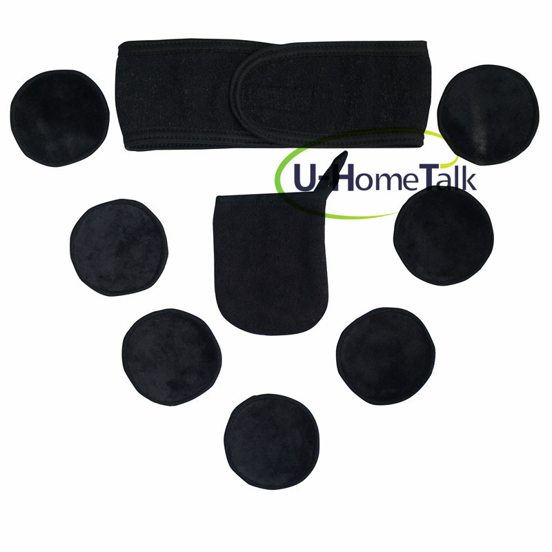 Набор U-HomeTalk из нескольких предметов, набор из бамбуковых прокладок с повязкой на голову, перчаток и мешков для снятия макияжа, черный цвет