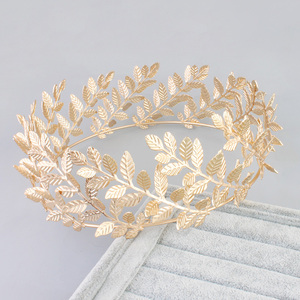 Diseño completo de hoja redonda Tiara dorada Corona Diademas Couronne Mariage Coronitas Coroas De Misses - Product Image 2