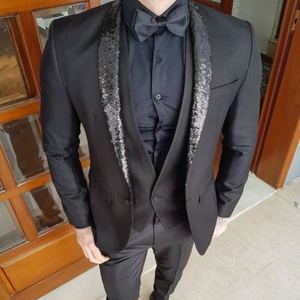 Costume <span class=keywords><strong>homme</strong></span> noir sur mesure, dernier design, perles brillantes, coupe ajustée, costume de <span class=keywords><strong>mariage</strong></span> pour marié, smoking 3 pièces, veste, pantalon, gilet - Product Image 5