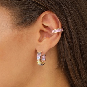 Bijoux bohèmes Bijoux Hip Hop <span class=keywords><strong>Argent</strong></span> 925 Pas de piercing Baguette CZ Boucles <span class=keywords><strong>d</strong></span>'oreilles manchette 2019 - Product Image 6
