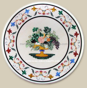 Handmade <b>Round</b> <b>White</b> Marble <b>Table</b> Top - Product Image 1