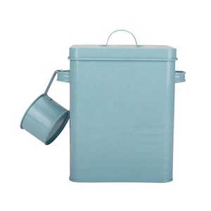 Wooden Handle Retro Vintage homemade laundry detergent powder bin container tin box with Scoop