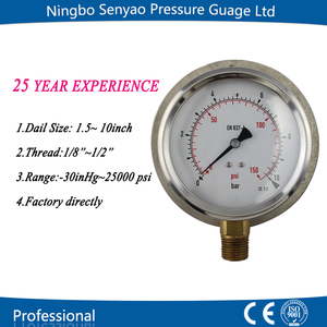 Thép không gỉ <span class=keywords><strong>2</strong></span>-1/<span class=keywords><strong>2</strong></span> "quay số 1/4" NPT 0/100 PSI trở lại gắn kết mặt bích áp kế chân không đo - Product Image 2