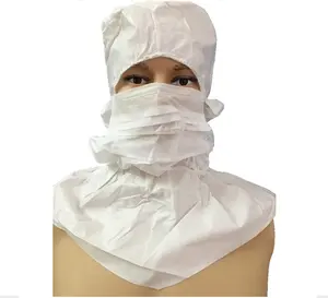 湖北工厂生产批发廉价阿拉伯热销一次性白色头罩带胡须盖的宇航员无纺布帽