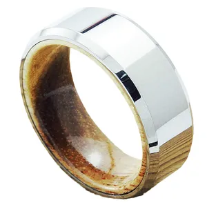 SZ 8mm Band Tungsten Carbide Ring Dentro Anel Polido Koa Madeira para Homens e Mulheres Anéis De Casamento para Casais Set e Noivado