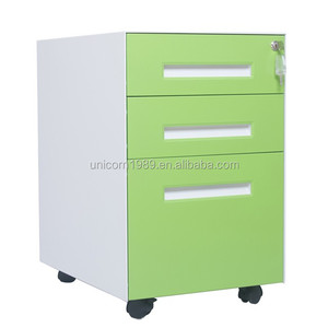 Gabinete de archivo moderno de acero Precio barato de fábrica Base de 5 rodillos Oficina Soporte vertical Escritorio Móvil Cerradura de llave de 3 cajones - Product Image 6