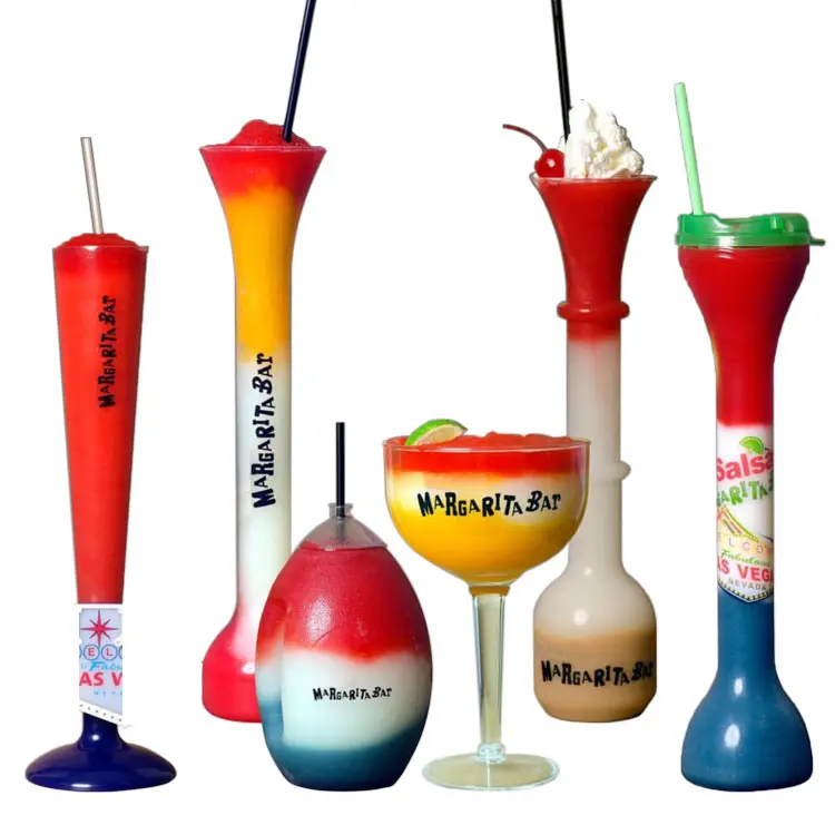 24oz Novelty Wholesale Plastic LED Yard Cup Custom Party Slush Cup Fruit Juice Drinking Slush Yard Cup With Lid and Straw