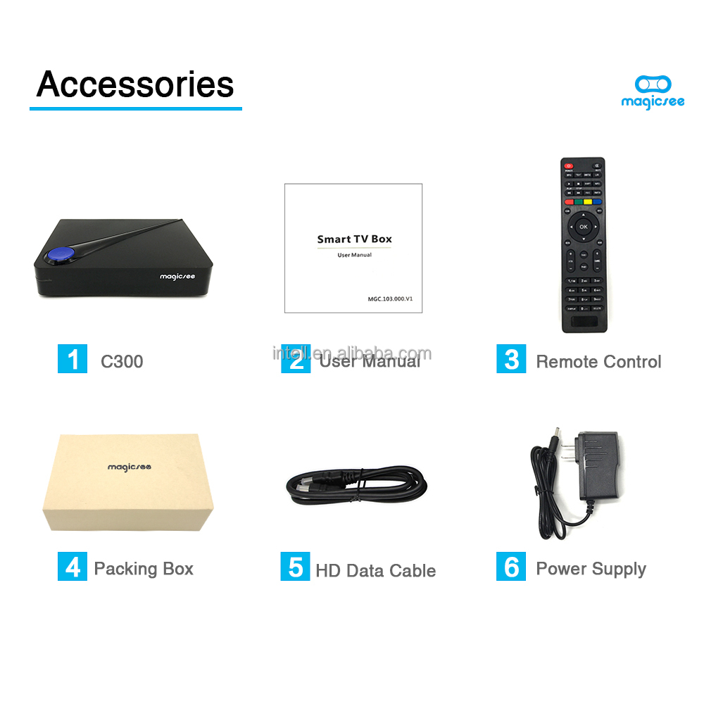 Magicsee C300 Quad Core Android 7.1 Android DVB S2 DVB T2 DVB C Smart TV box Codi 2 GB 16 GB
