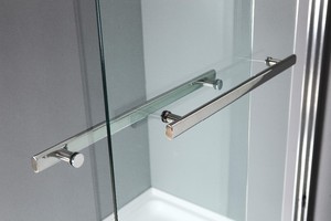 Kmry Écran de douche double coulissant Cadre en aluminium argenté Aspect droit Porte en verre de salle de bain (KD6004)