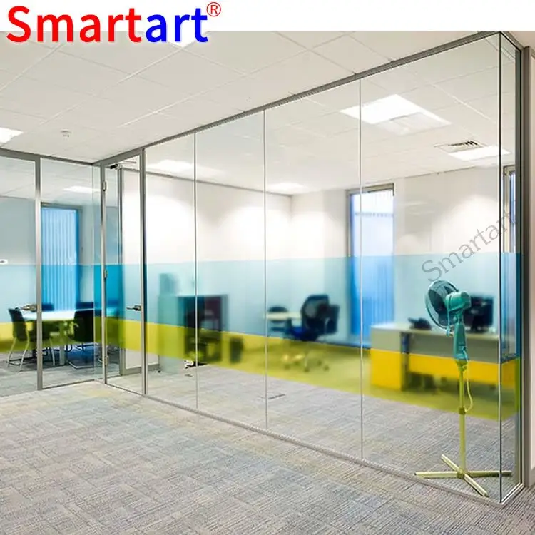 2022 Smartart 12/10mm thickness single or double glazing tempered glass clear partition walls for office