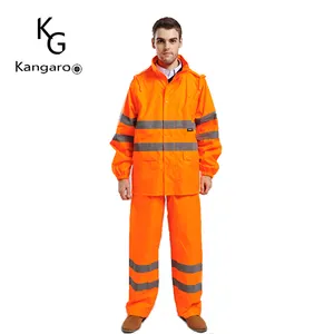 Custom Road Administration Traffic Hi-Vis Rain Suits Safety Raincoat With Reflective Tape