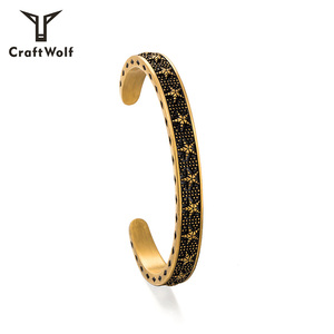 Arte Lobo 2021 Vintage joyería chapado en oro 18K de plata estrella de acero inoxidable brazalete pulsera - Product Image 2