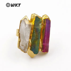 WT-R302 commercio all'ingrosso di alta qualità esclusivo personalizzato in oro placcato dimensioni regolabili per <span class=keywords><strong>anello</strong></span> al <span class=keywords><strong>quarzo</strong></span> Aura - Product Image 3