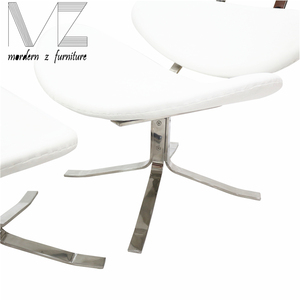 Moderne en acier inoxydable base soucoupe corona lounge chair et ottoman - Product Image 4