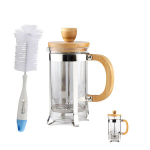 Cafetière à piston en bambou écologique en gros, presse à café française avec presse à café en verre - Product Image 2