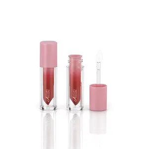 Pink cute design liquid lipstick tube packaging hot pink lip gloss container with heart shape applicator