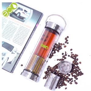 Bottiglia d'Acqua <span class=keywords><strong>in</strong></span> Vetro a Doppia Parete Isolata con Infusore per Tè e Frutta, Coperchio <span class=keywords><strong>in</strong></span> <span class=keywords><strong>Bambù</strong></span>, Senza Ordine Minimo - Product Image 5