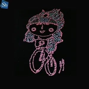 Camiseta chinesa com design personalizado, design personalizado, apliques de transferência, strass, motivos de hotfix para camiseta