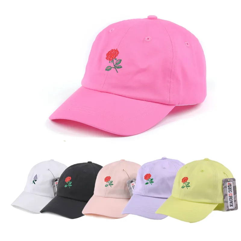 Non Structed Dad Hat In Red, Rose Dad Hat Thêu, Tùy Chỉnh Giá Rẻ Dad Hats