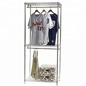 Chrome <strong>Stainless</strong> <strong>Steel</strong> Powder Adjustable Clothes Hanging Rack Shelf <strong>Shelving</strong> Customized Design for Sale - Product Image 2