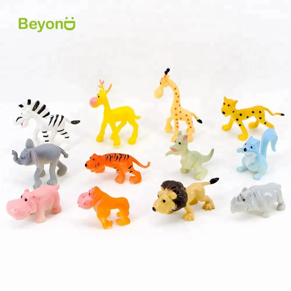 2.5 "PVCプラスチック漫画森野生動物置物おもちゃセット12個