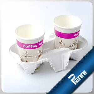 Paper Tray High Quality Eco-Friendly Kraft Paper Cup Tray Board Take-Away Coffee Cup Carrier Tray For Tea And Industrial Use