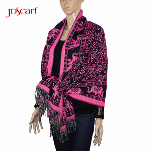Chal Grande Bordado a Mano <span class=keywords><strong>con</strong></span> Diseño de <span class=keywords><strong>Flamenco</strong></span> de Elefante, Pashmina de Cachemira Kani - Product Image 5
