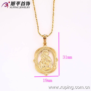 31889 Xuping 18K doré collier religeux en forme particulier avec la Sainte Vierge Marie et petit Jésus pour femme - Product Image 2