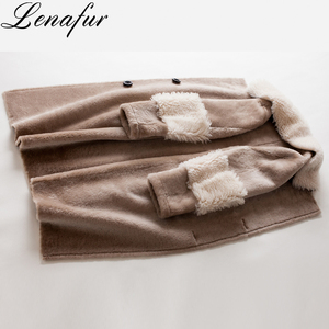 Lungo inverno Più Caldo Tuscana Collare di Lana In Pelle di Pecora Pelliccia <span class=keywords><strong>Shearling</strong></span> <span class=keywords><strong>Cappotto</strong></span>, Pelliccia di Agnello <span class=keywords><strong>Cappotto</strong></span> di Pelle Per Le Donne - Product Image 3