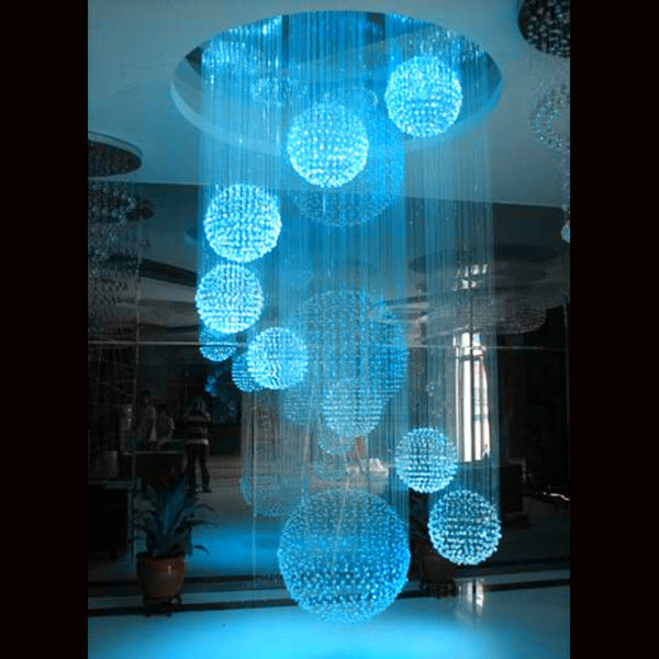 1.2m Villa Hall Chandelier RGB changeable, 11 balls spiral effect crystal chandelier