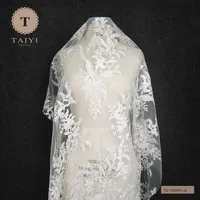 कढ़ाई डिजाइन दुल्हन शादी की पोशाक कपड़ा थोक फीता कशीदाकारी मेष कपड़े