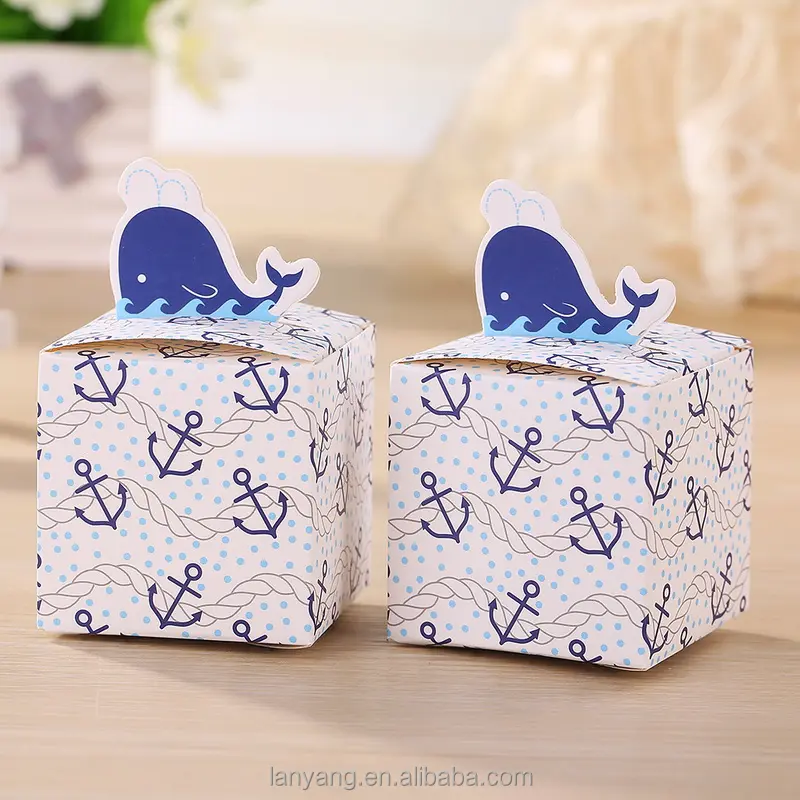 New list Nautical Whale Favor candy boxes shower baby gift boxes