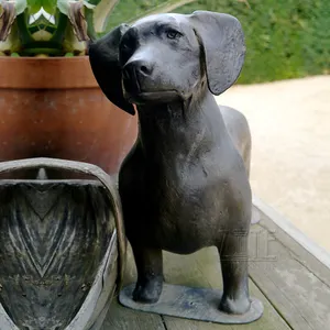 Vườn Đúc Brass Puppy Điêu Khắc Đồng Kim Loại Dachshund Dog Tượng