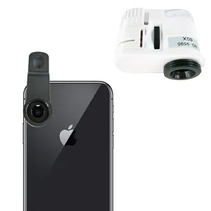 ภาพมาโคร60X ซูมเลนส์3 LED แว่นขยายพร้อมคลิปไฟฉายกล้องจุลทรรศน์สำหรับโทรศัพท์มือถือ