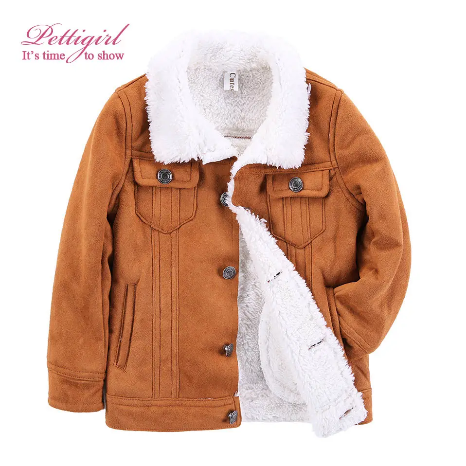 Pettigirl เสื้อโค้ทของเด็กผู้หญิง,เสื้อแจ็กเก็ตแฟชั่นฤดูหนาวผ้าสักหลาดสีน้ำตาลให้ความอบอุ่นปี B-DMOC908-941